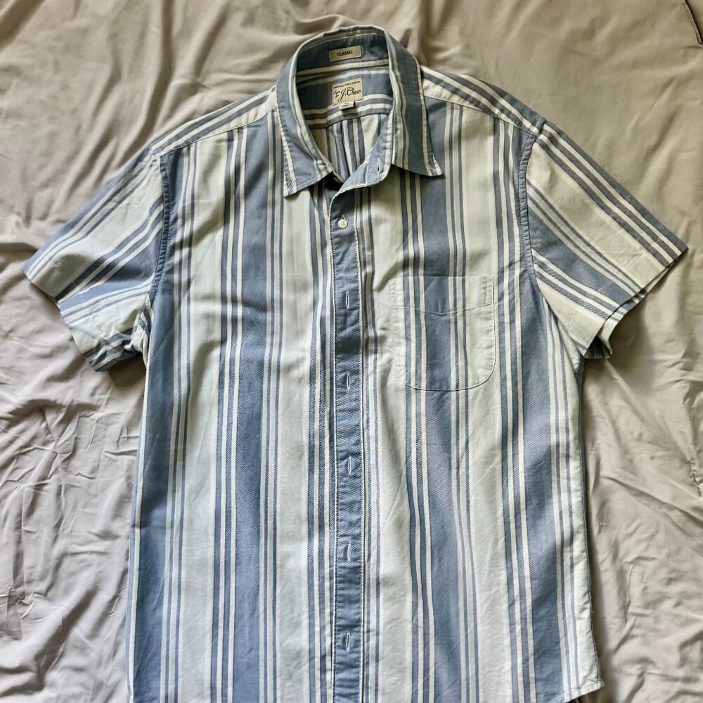 J. Crew Classic Pima Cotton Short Sleeve Button Down Shirt, Size Medium